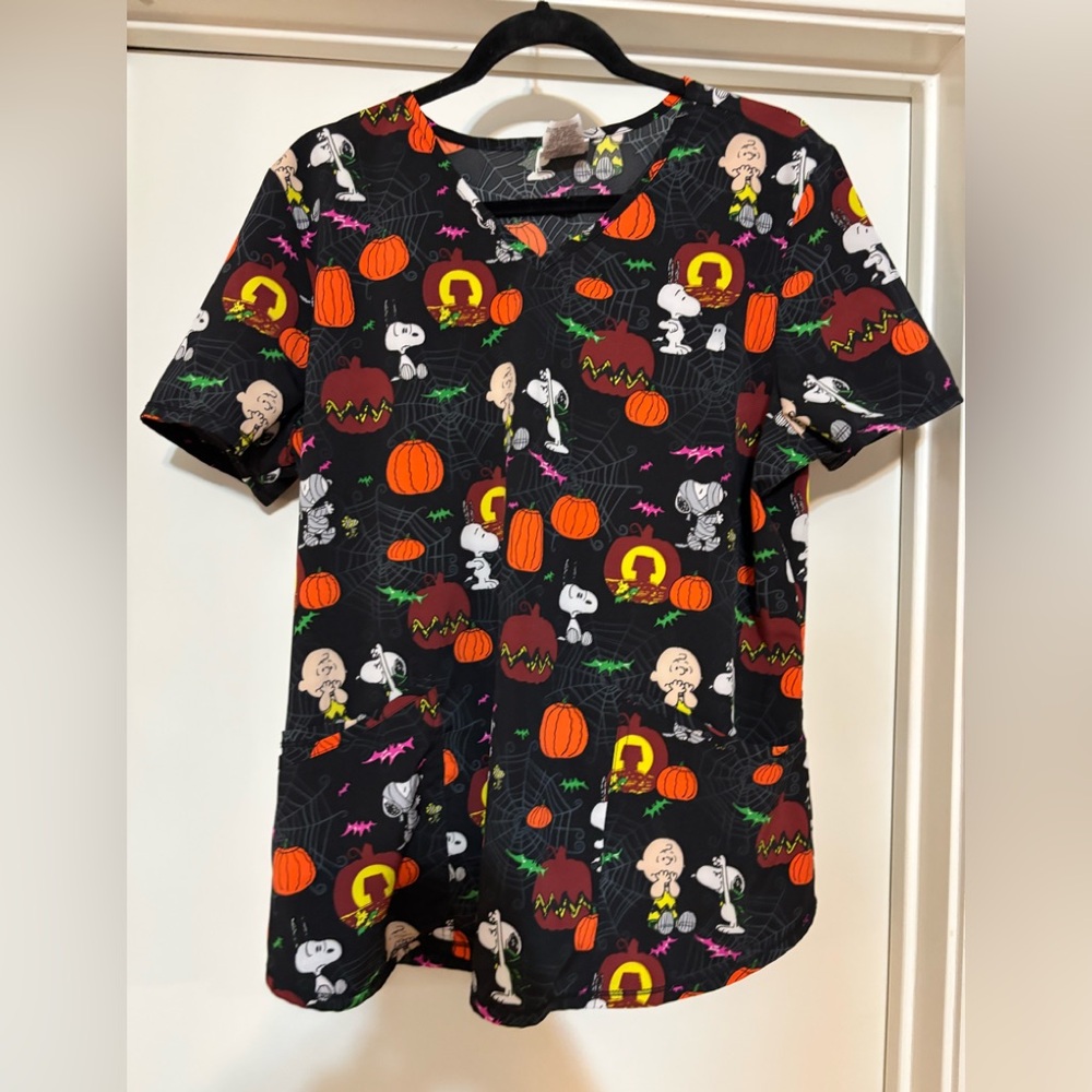 Peanuts Black and Yellow Graphic Scrub top